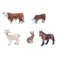 Miniaturas De Animais Realista Fazenda Brinquedo Kit Com 5