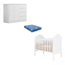 Berço Americano Realeza E Cômoda Infantil Eloá Branco