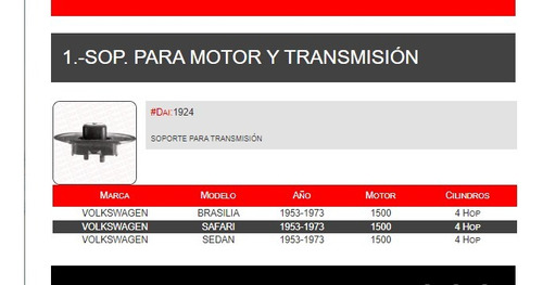 Soporte Transmision Vw Brasilia Safari Sedan 1953-1973 4 Hop Foto 2