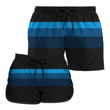 Kit Short Casal Moda Praia Leve De Secagem Rápida 2 Peças