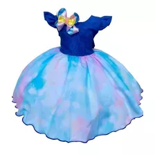 Vestido Ty Dye Luxo Meninas Festa Azul Arco Iris 888