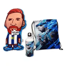 Cojin Messi Chiquito 50 Cm + Tula 30cmx25cm + Termo 21cm 