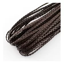Cordón De Cuero Trenzado (precio X 2 M) Negro Y Marrón 