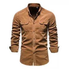 Camisas De Algodão De Veludo Cotelê Masculinas Casuais De La