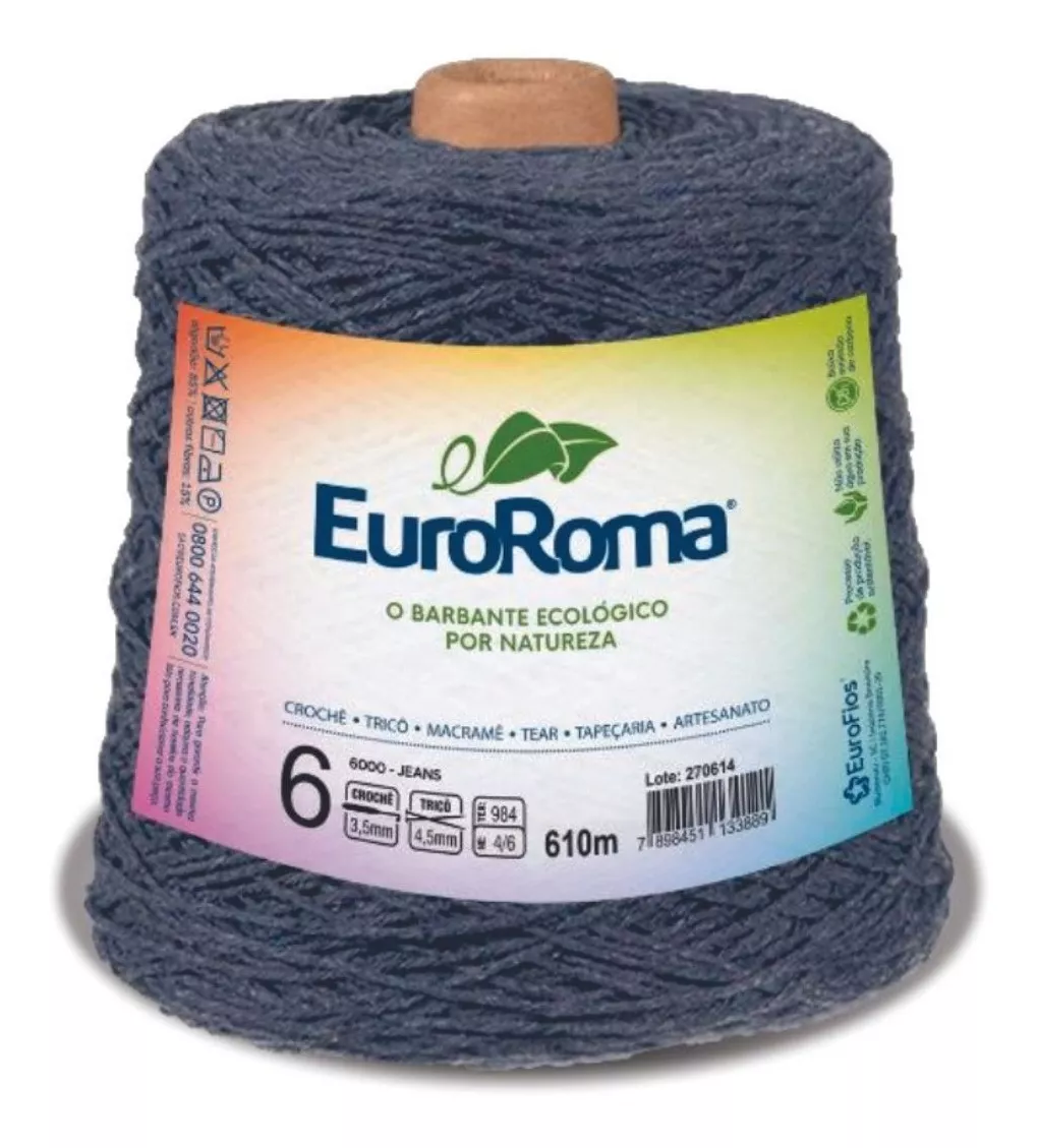 Ovillo Hilo Algodon Eco Euroroma 600grs Crochet Macrame 3mm