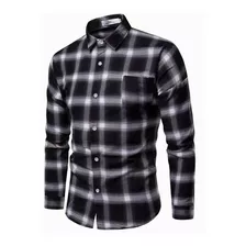 Camisa A Cuadros Informal De Manga Larga Para Hombre