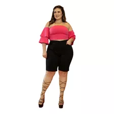 Bermuda Jeans Color Lycra Feminina Plus Size Tamanho Grande