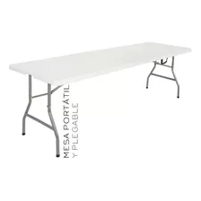 Mesa Plegable Portátil De Plástico Tipo Portafolio De Jardín Color Blanco