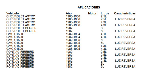 Interruptor Reversa Chevrolet G20 1983-1984 4.1l Gm Parts Foto 5