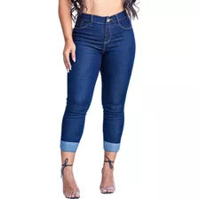 Calça Capri Jeans Feminina Básica Corsário Com Lycra