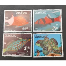 Sello Postal - Laos - 1987 Peces