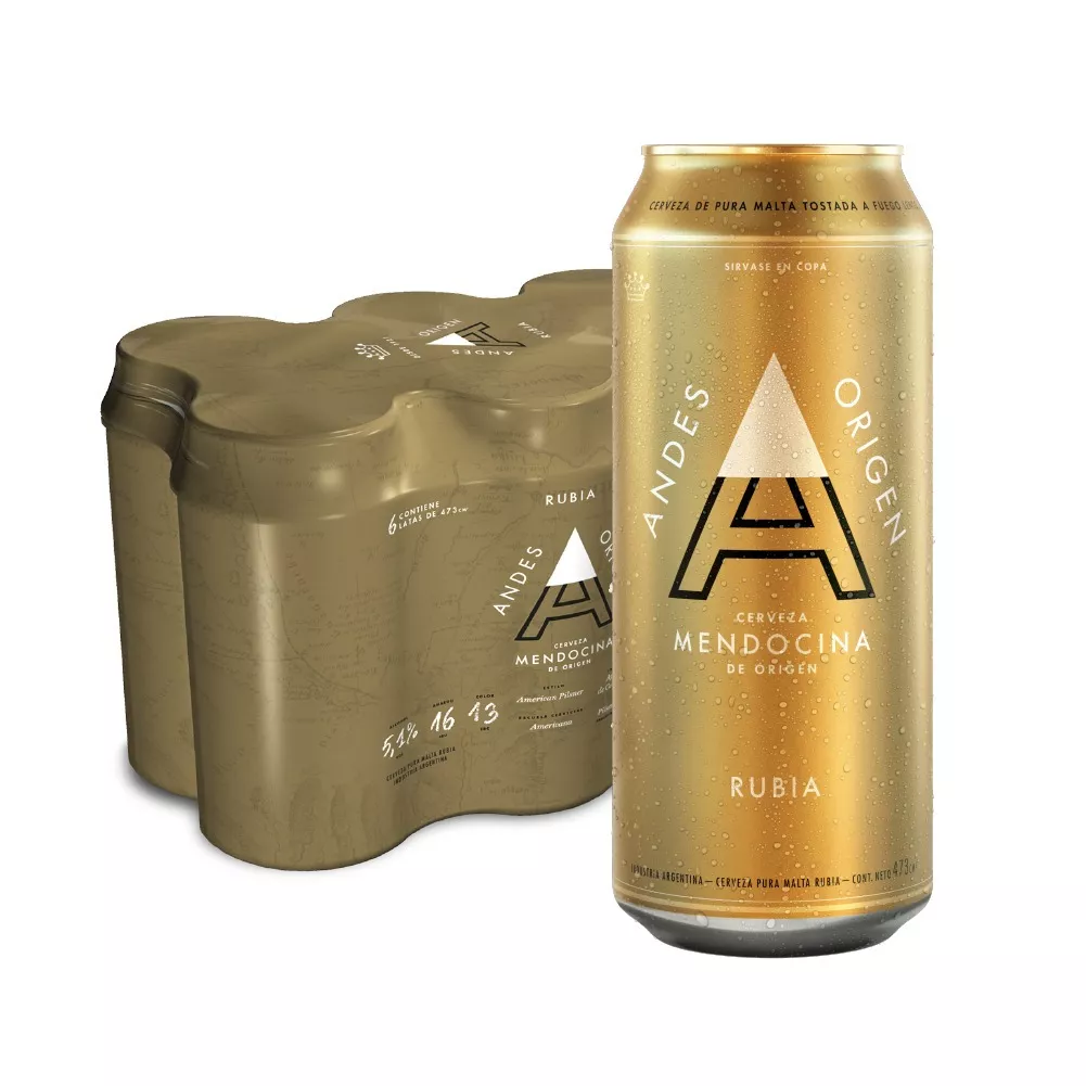 Cerveza Andes Origen Rubia Golden Lata 473 ml 6 Unidades