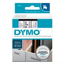 Cinta D1 Dymo Negro / Transparente - 12mm X 7mt