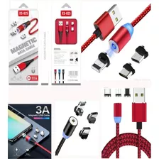 Cable Magnetico 3 Puntas iPhone Microusb Tipo C 360°