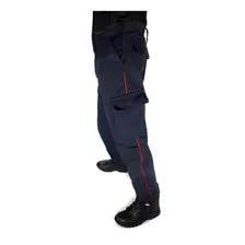 Pantalon Táctico Combate Ripstop Bomberos Azul Vivo Rojo Nº5