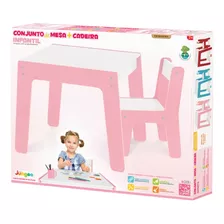 Conjunto De Mesa E Cadeira Infantil Rosa 990 - Junges