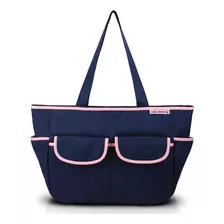 Bolsa De Bebê Preta Mala Menino + Trocador Cor Azul Pink