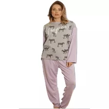 Pijama Mujer Interlock Con Estampa Puro Algodon Invierno