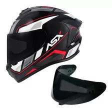 Capacete Fechado Wind Preto Vermelho Branco + Viseira Fumê Cor Wind - Preto/vermelho Tamanho Do Capacete 59/60