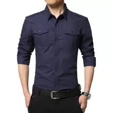 Camisas De Algodón De Manga Larga Para Hombre, Camisa De Ves