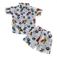 Conjunto Mauricinho Patrulha Canina - Camisa E Bermuda