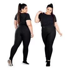 Kit 2 Calças Legging Plus Size Reforçada Academia Fit