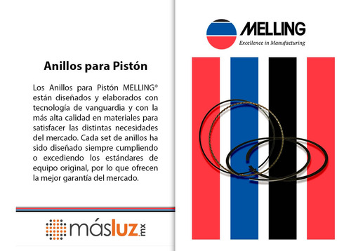 Anillos Piston Std Molibdeno 9-3 4 Cil 2.0l 00-03 Melling Foto 4