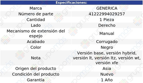 Espejo Lateral Derecho Manual Corrug Silverado 1500 07 Al 13 Foto 2