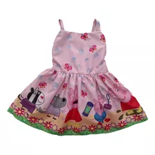 Vestido Infantil Temático Festa Pepa Pig Rosa