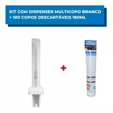 Dispenser Porta Copos Descartáveis Branco + Copos 180ml