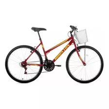 Bicicleta Aro 26 Freios V-brakes Câmbios Houston Foxer Maori Cor Vermelho/sun-red/com-amarelo/c/cesta-prata