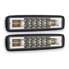 Par Faros 16 Led Barra Luz Blanca Y Color Con Estrobo