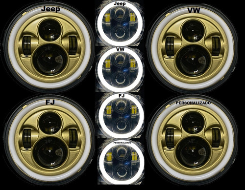 Faro Led 7 Angel Hype Jeep Wrangler Toyota Harley Vocho Gold Foto 2