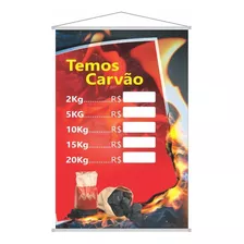 Banner Aqui Tem Carvão Estabelecimento 90x60cm