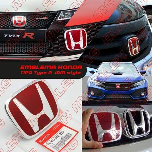 Emblema Honda Rojo Tipo Type R Civic 2016-2020 2pzas+ Regalo Foto 6
