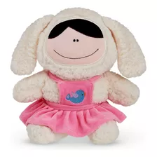 Boneca Pano Infantil Pelucia Coelhinha Vestido Rosa 25 Cm