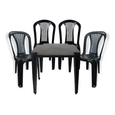 Conjunto De Mesas E Cadeiras De Plástico 182kg - Preto.