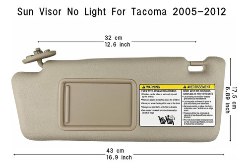 Parasol Izquierdo Beige Para Toyota Tacoma 2005-2012 Foto 2