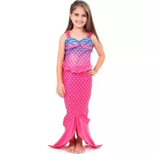 Roupa De Peixe Sereia Rosa Vestido Infantil Feminina C/cauda