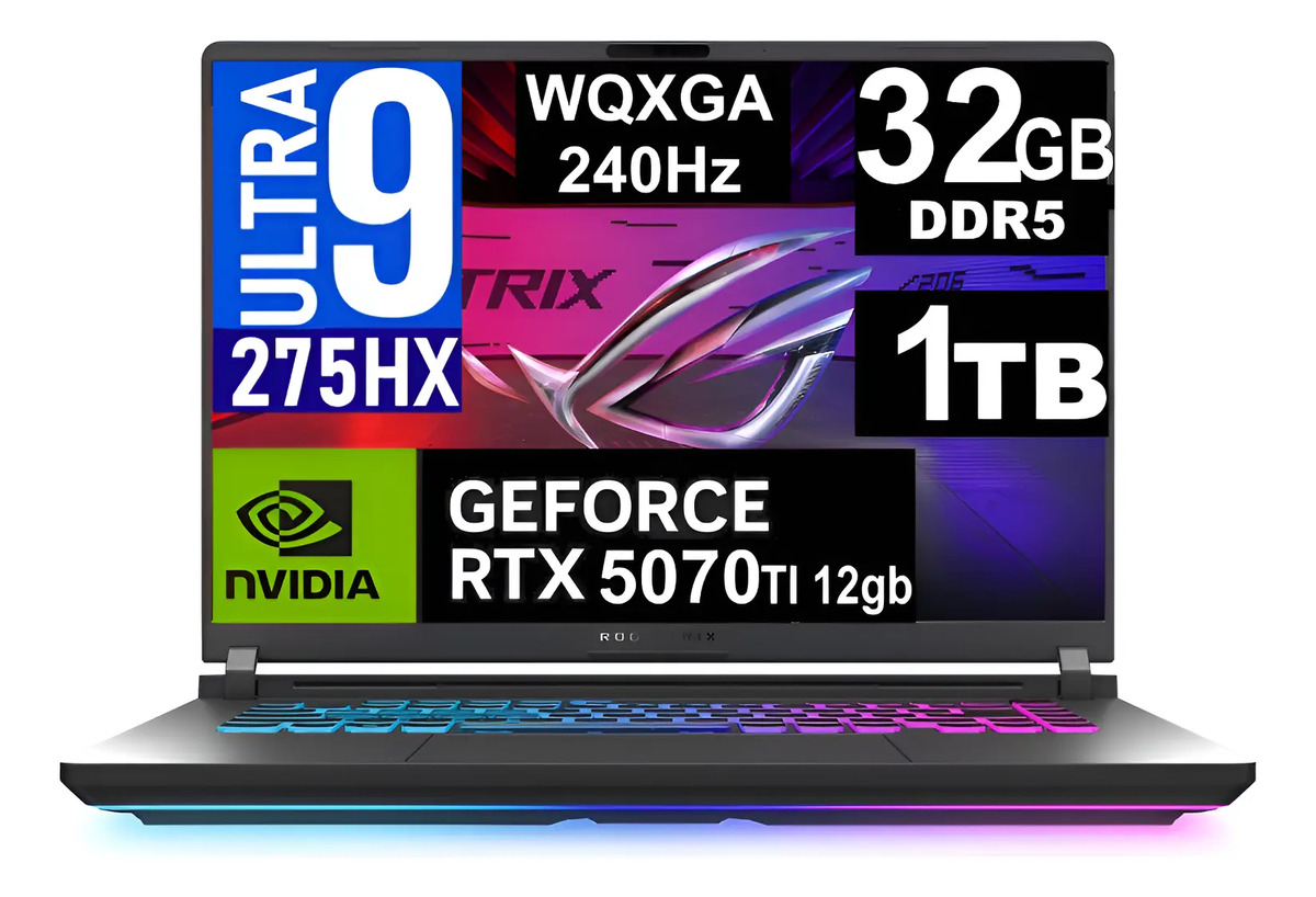 Asus Strix G16 Wqxga 240hz Ultra 9 275hx 1tb 32gb Rtx 5070ti Negro