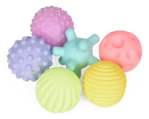 Conjunto De 6 Bolas Sensoriais Didáticas Para Bebê Com W