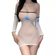 Vestido Transparente C/ Diseño De Corazón Y Mangas Separadas