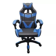 Silla Gamer 65x62x105-115 Color Negro-azul Material Del Tapizado Cuero Sintético