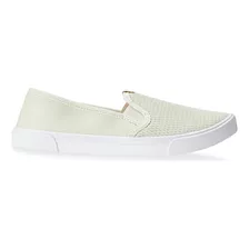 Tênis Feminino Slip On Moleca Cor Branco Desenho Do Tecido Liso Tamanho 34 Br