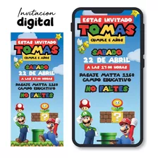 Invitación Digital Cumpleaños Bautizo / Mod Mario Bross