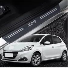 Soleira 8 Peças Peugeot 208 Cor Aço Escovado