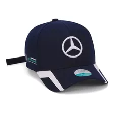 Boné Mercedes Benz Original Amg Petronas Azul Marinho Curva