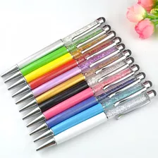 Set De 10 Plumas Stylus Con Brillantes + 10 Repuestos