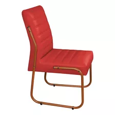 Conjunto Com 4 Cadeira Jade Sala De Jantar Couro Sintético Cor Da Estrutura Da Cadeira Bronze Cor Do Assento Vermelho Desenho Do Tecido Liso