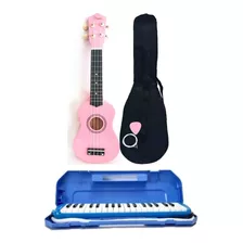 Kit Flauta Melódica 37 Notas + Ukelele Soprano Dy + Estuches